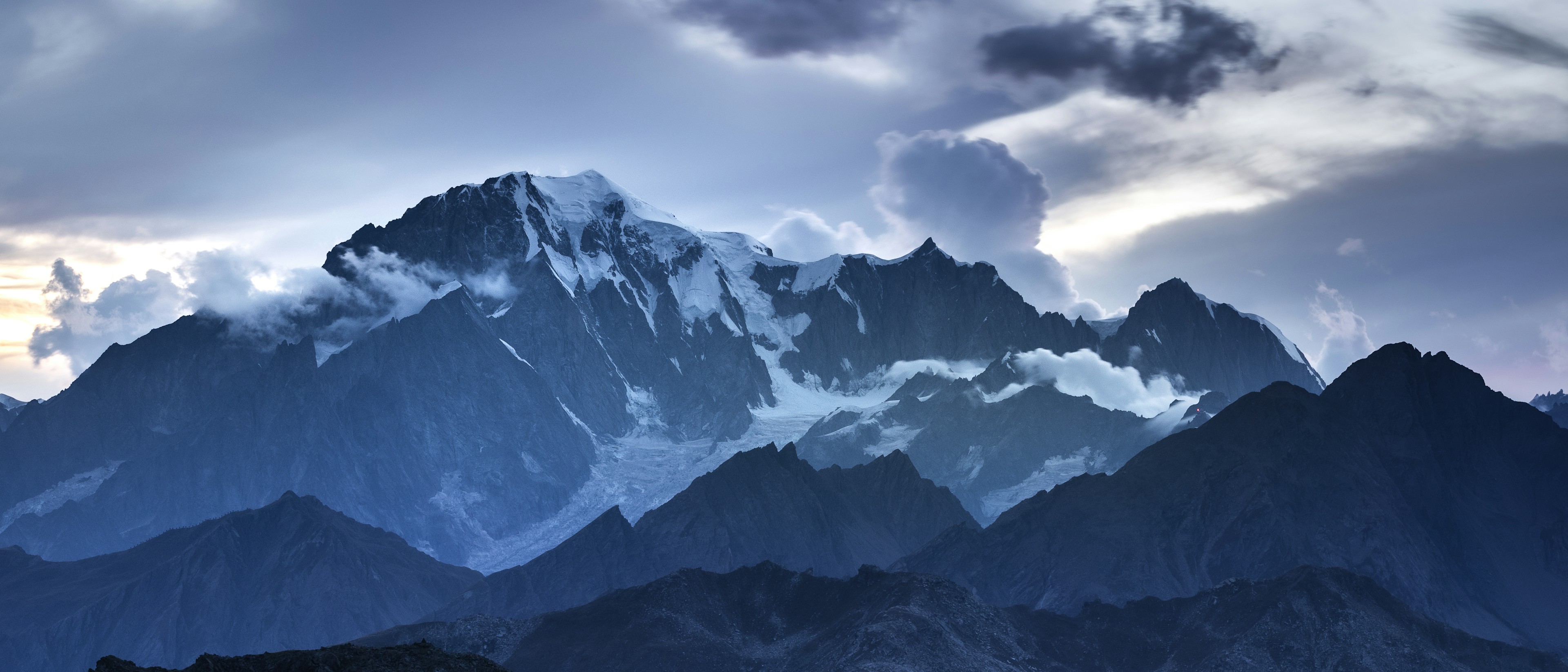 Mont Blanc massif with clouds and sky